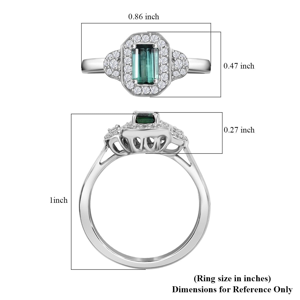 Certified & Appraised Luxoro AAA Pirineu Lagoon Tourmaline and I2 Diamond 1.08 ctw Ring in 14K White Gold (Size 7.0) image number 5