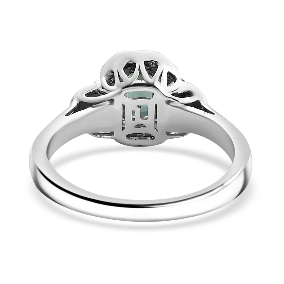 Certified & Appraised Luxoro 14K White Gold AAA Pirineu Lagoon Tourmaline, Diamond (I2) (0.25 cts) Ring (Size 8.5) 1.08 ctw image number 4