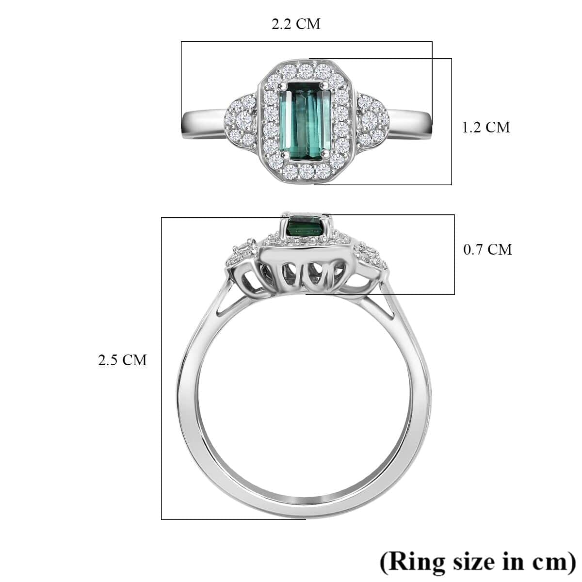 Certified & Appraised Luxoro 14K White Gold AAA Pirineu Lagoon Tourmaline, Diamond (I2) (0.25 cts) Ring (Size 8.5) 1.08 ctw image number 5