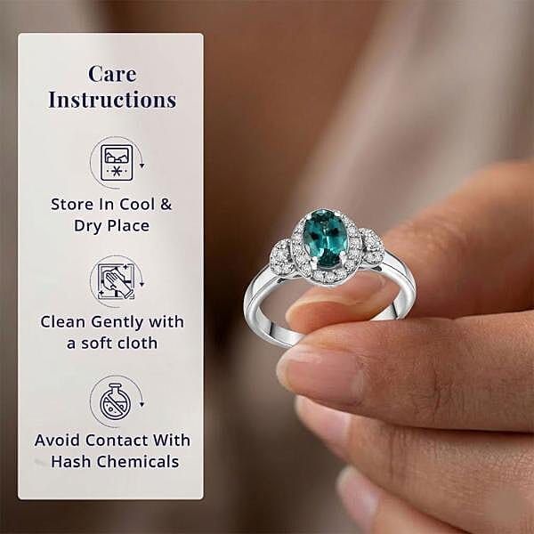 Certified & Appraised Luxoro AAA Pirineu Lagoon Tourmaline and I2 Diamond 1.05 ctw Ring in 14K White Gold (Size 10.0)