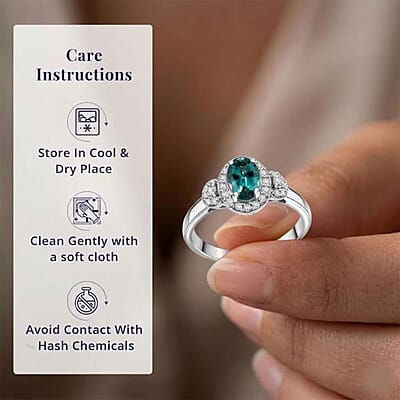 Certified & Appraised Luxoro AAA Pirineu Lagoon Tourmaline and I2 Diamond 1.05 ctw Ring in 14K White Gold (Size 10.0)