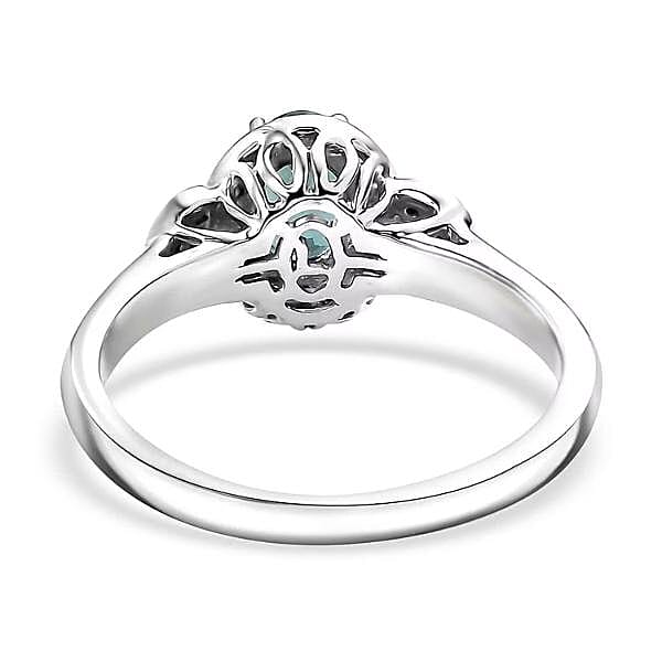 Certified & Appraised Luxoro AAA Pirineu Lagoon Tourmaline and I2 Diamond 1.05 ctw Ring in 14K White Gold (Size 10.0)