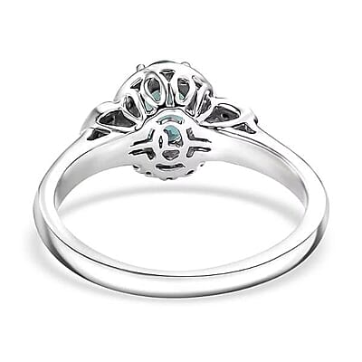 Certified & Appraised Luxoro AAA Pirineu Lagoon Tourmaline and I2 Diamond 1.05 ctw Ring in 14K White Gold (Size 10.0)
