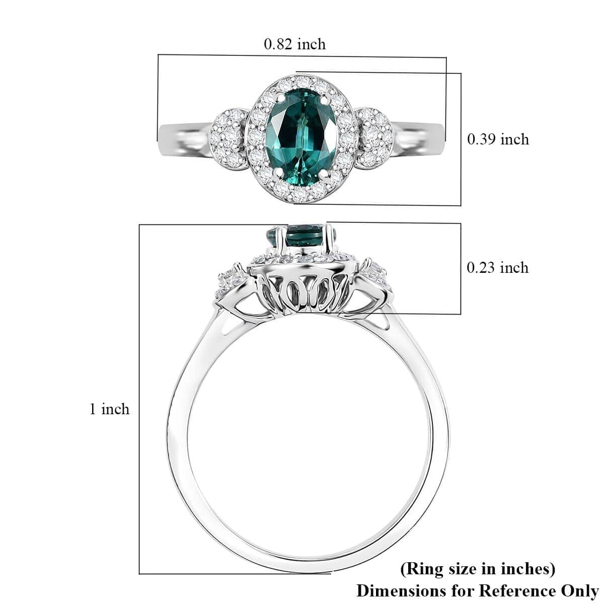 Certified & Appraised Luxoro 14K White Gold AAA Pirineu Lagoon Tourmaline, Diamond (I2) (0.25 cts) Ring (Size 5.0) 1.07 ctw image number 5