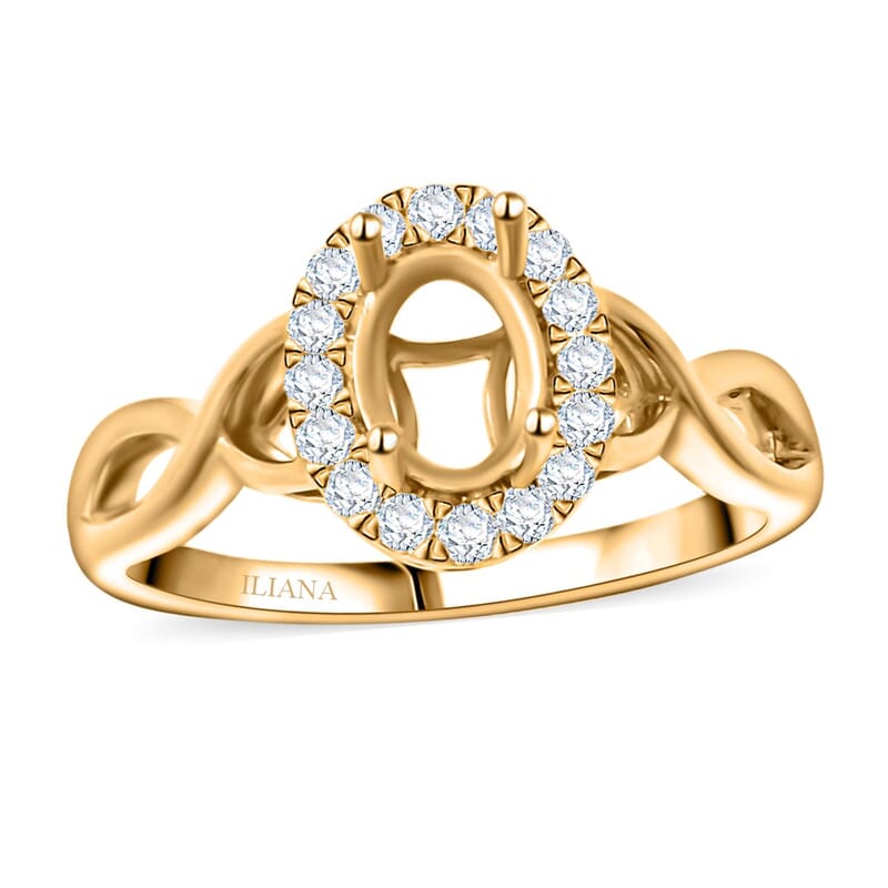 Iliana 18K Yellow Gold Diamond G-H SI Mounting Ring (Oval 7x5mm) 0.25 ctw