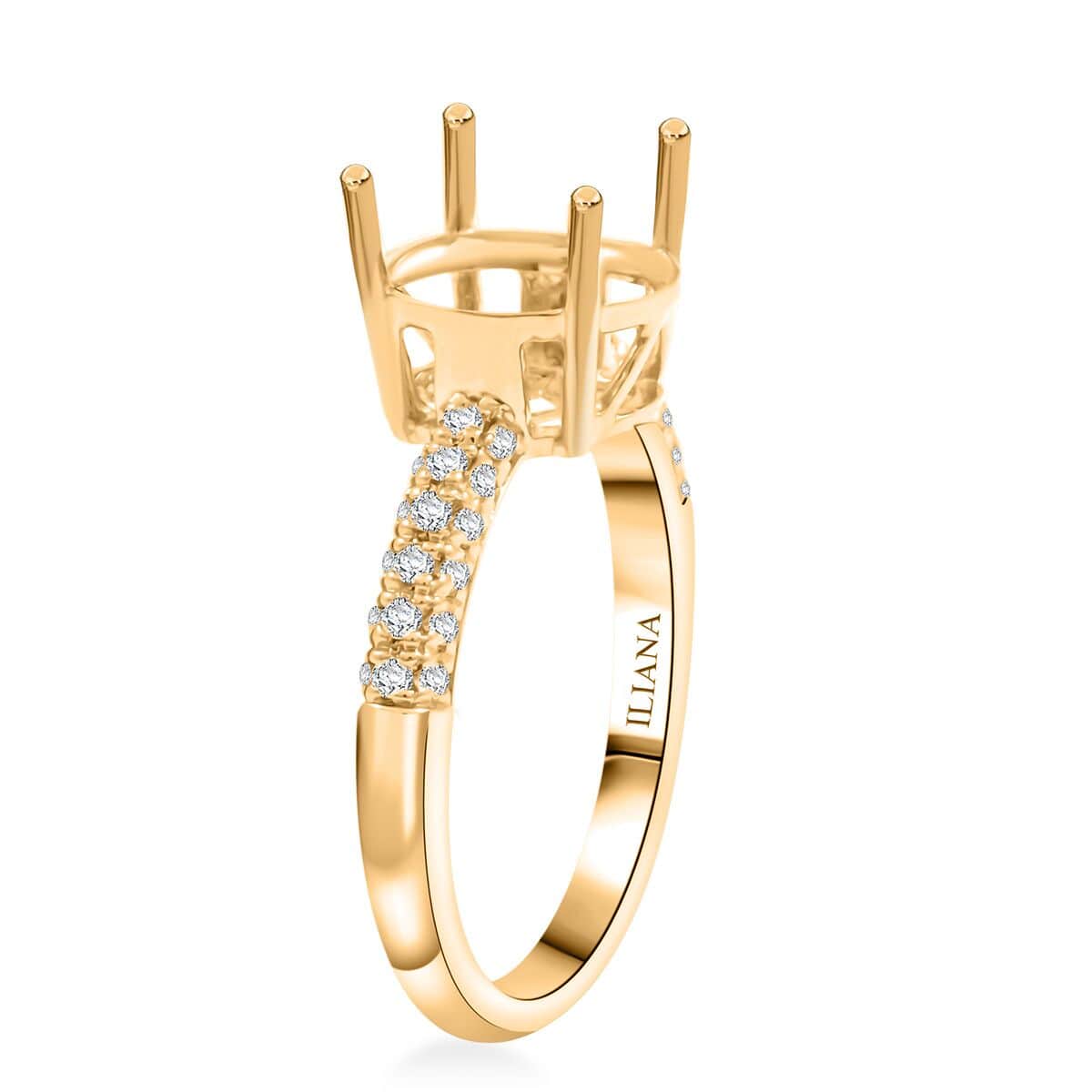 Iliana 18K Yellow Gold Diamond G-H SI Mounting Ring (Size 7.0) (Oval 10x8mm) 0.25 ctw image number 2