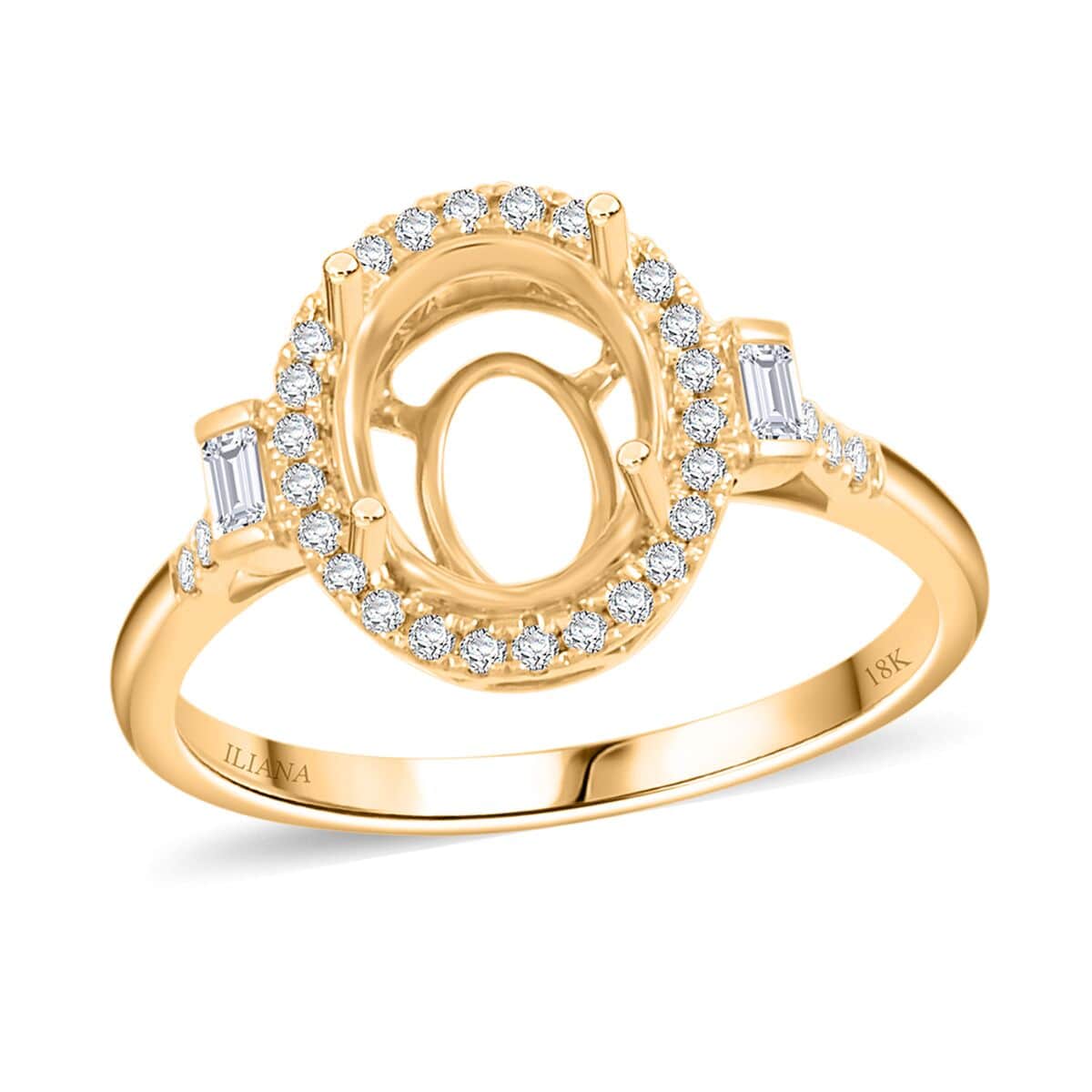 Iliana 18K Yellow Gold Diamond G-H SI Mounting Ring (Size 8.0) (Oval 10x8mm) 0.29 ctw image number 0