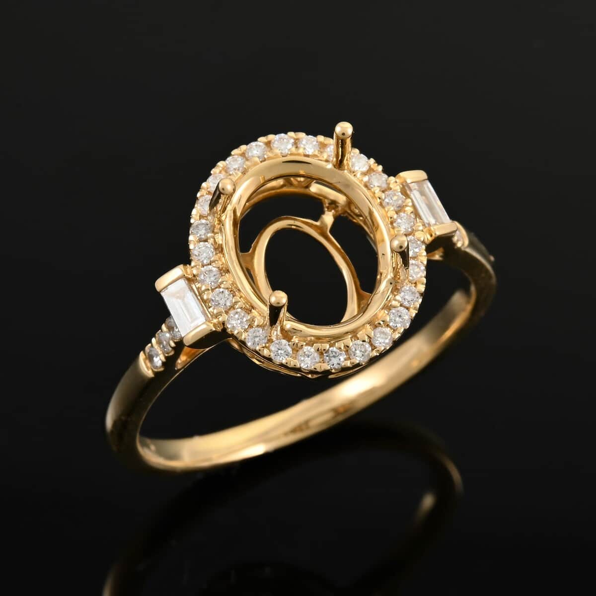 Iliana 18K Yellow Gold Diamond G-H SI Mounting Ring (Size 8.0) (Oval 10x8mm) 0.29 ctw image number 1