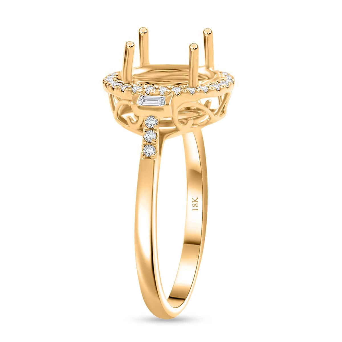 Iliana 18K Yellow Gold Diamond G-H SI Mounting Ring (Size 8.0) (Oval 10x8mm) 0.29 ctw image number 2