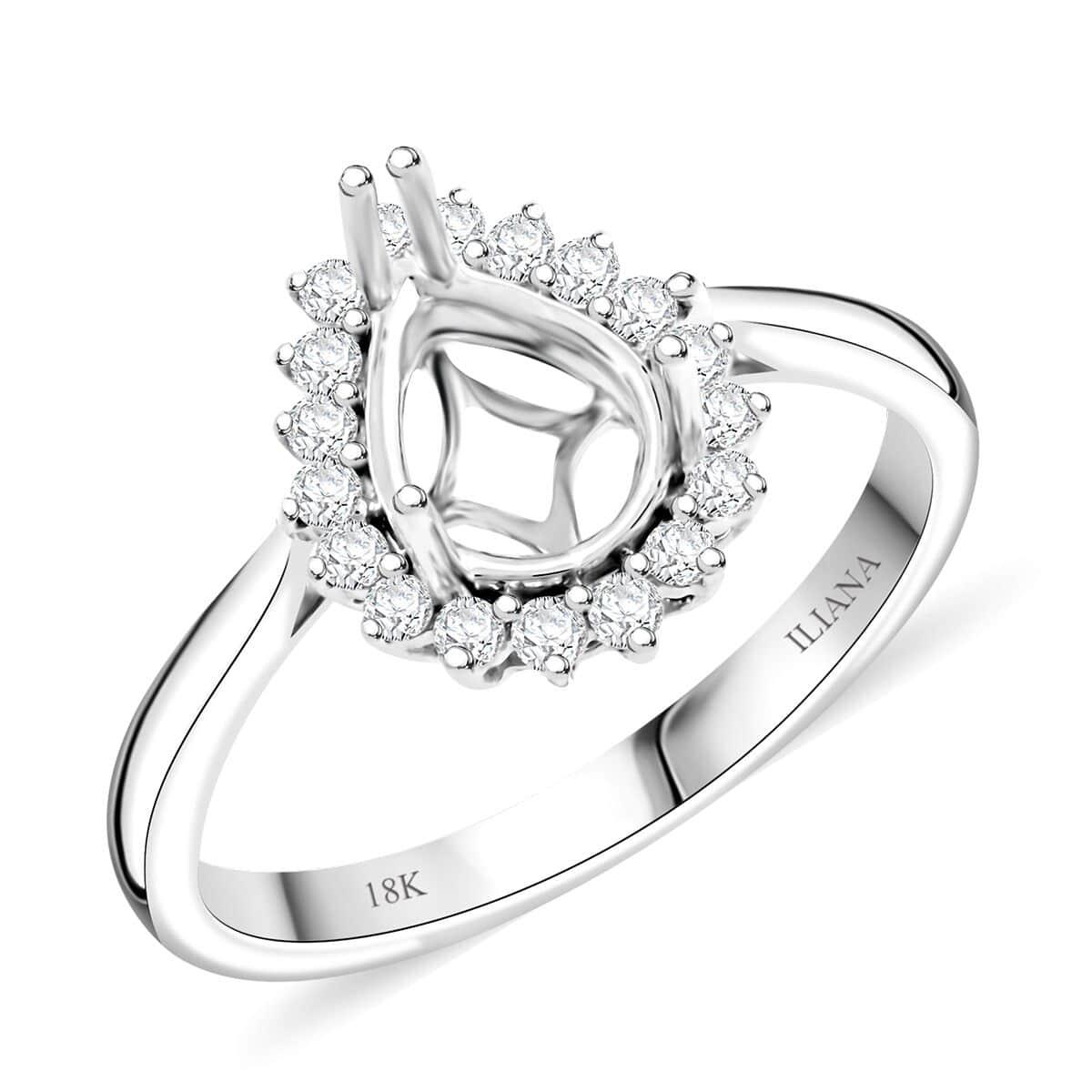 Iliana 18K White Gold Diamond G-H SI Mounting Ring (Size 10.0) (Pear 8x6mm) 0.23 ctw image number 0