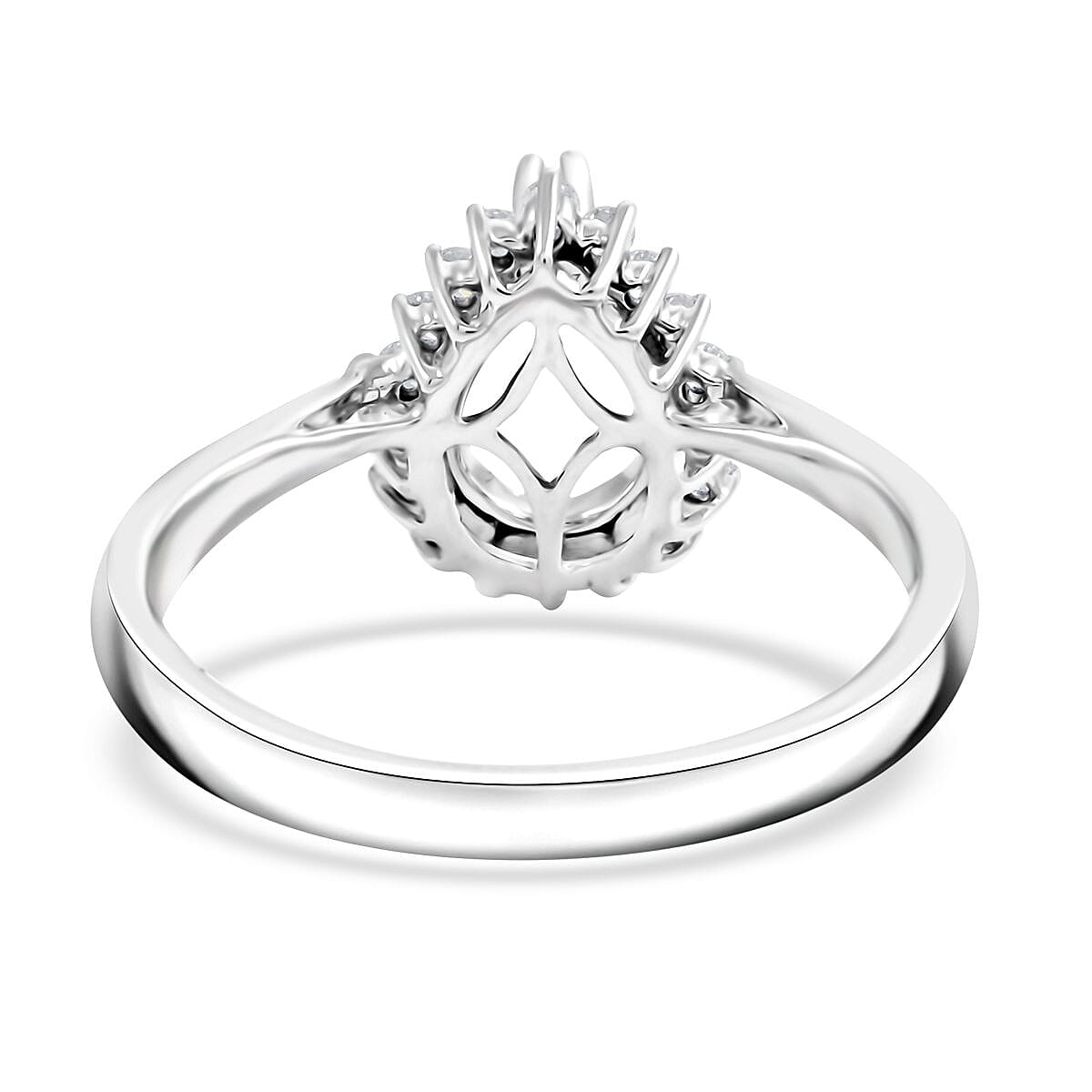 Iliana 18K White Gold Diamond G-H SI Mounting Ring (Size 10.0) (Pear 8x6mm) 0.23 ctw