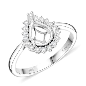 Iliana 18K White Gold Diamond G-H SI Mounting Ring (Size 6.0) (Pear 8x6mm) 0.23 ctw