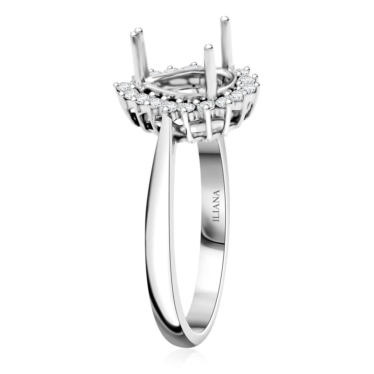 Iliana 18K White Gold Diamond G-H SI Mounting Ring (Size 6.0) (Pear 8x6mm) 0.23 ctw image number 2