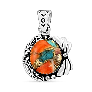 Santa Fe Style Spiny Turquoise Pendant in Sterling Silver 4.70 ctw
