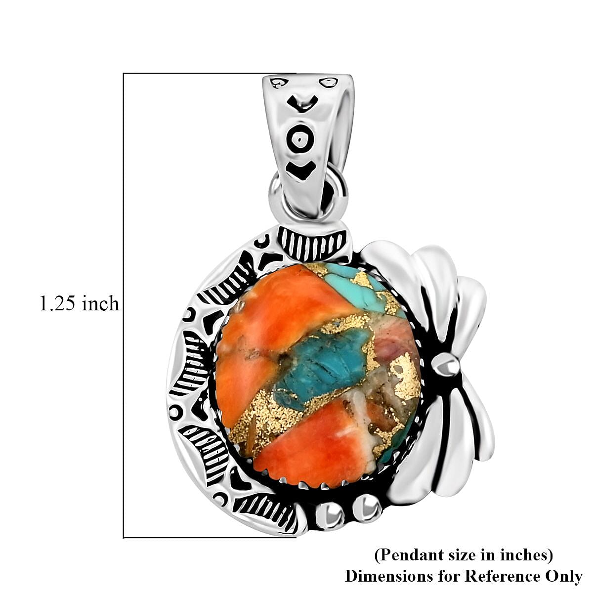 Santa Fe Style Spiny Turquoise Pendant in Sterling Silver 4.70 ctw image number 4