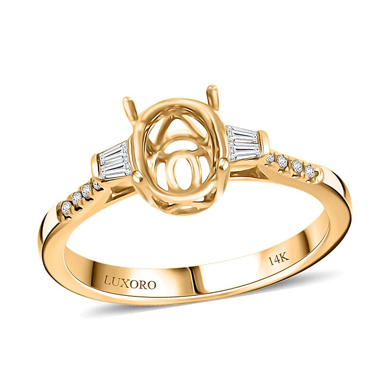 Luxoro 14K Yellow Gold Diamond Mounting Ring (Size 10.0) (Oval 8x6mm)