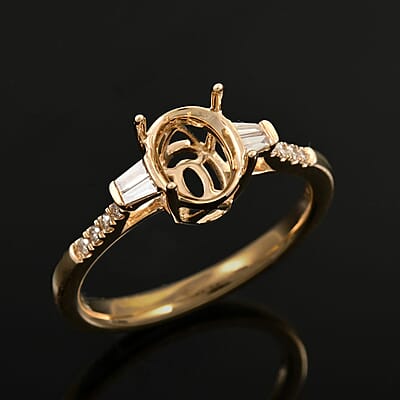 Luxoro 14K Yellow Gold Diamond Mounting Ring (Size 10.0) (Oval 8x6mm)