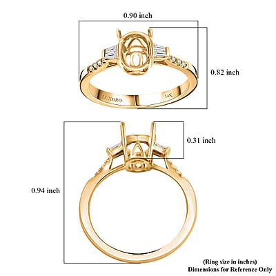 Luxoro 14K Yellow Gold Diamond Mounting Ring (Size 10.0) (Oval 8x6mm)