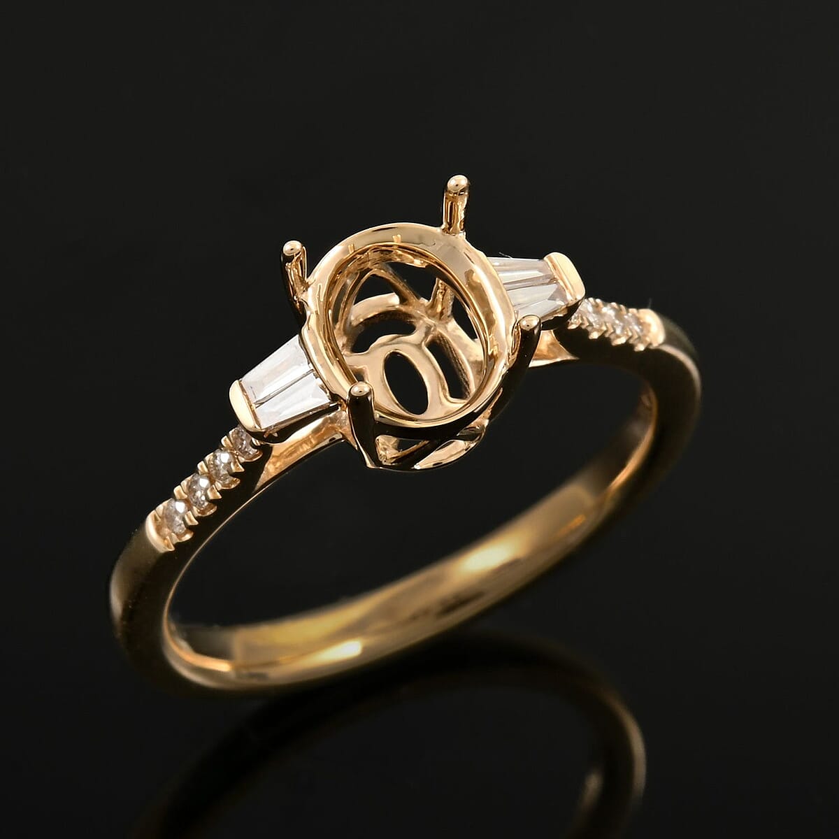 Luxoro 14K Yellow Gold Diamond Mounting Ring (Size 7.0) (Oval 8x6mm) image number 1