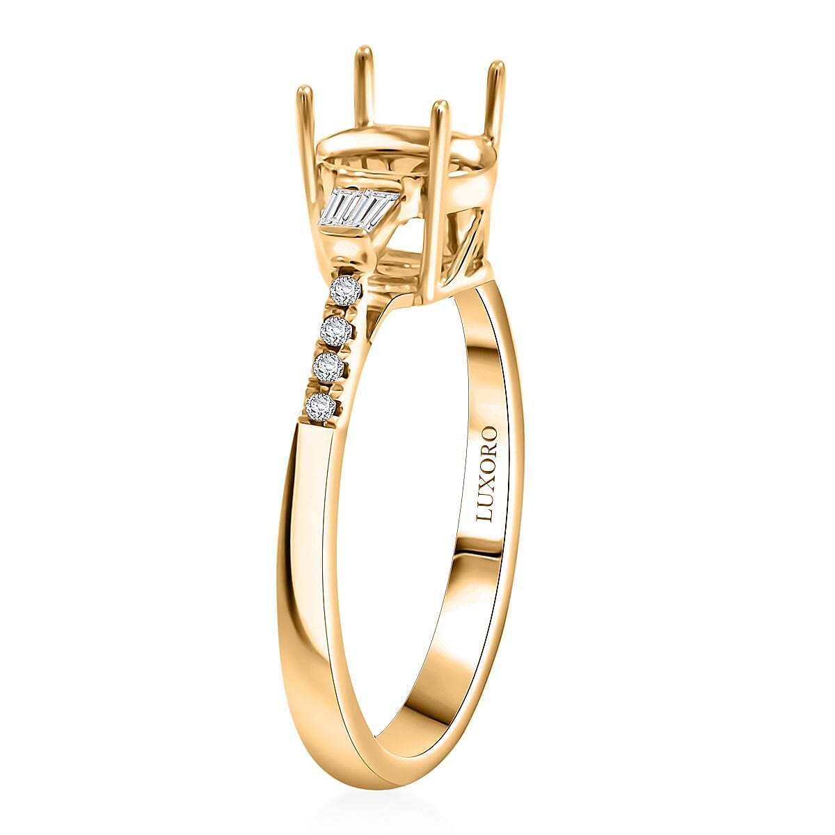 Luxoro 14K Yellow Gold Diamond Mounting Ring (Size 7.0) (Oval 8x6mm) image number 2