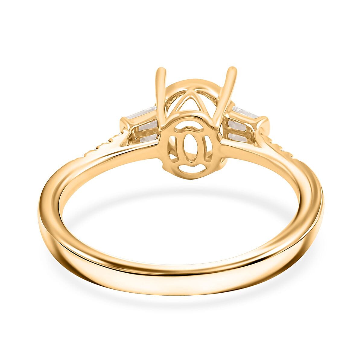 Luxoro 14K Yellow Gold Diamond Mounting Ring (Size 7.0) (Oval 8x6mm) image number 3