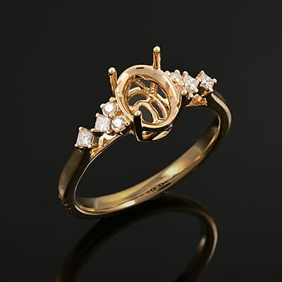 Luxoro 14K Yellow Gold Diamond Mounting Ring (Size 10.0) (Oval 8x6mm) 0.17 ctw