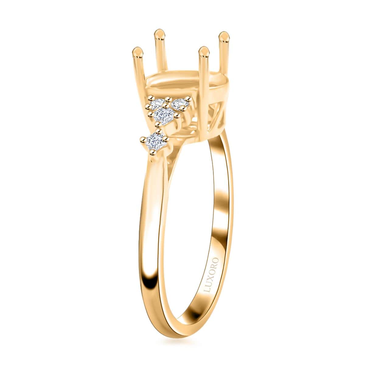 Luxoro 14K Yellow Gold Diamond Mounting Ring (Size 10.0) (Oval 8x6mm) 0.17 ctw image number 2