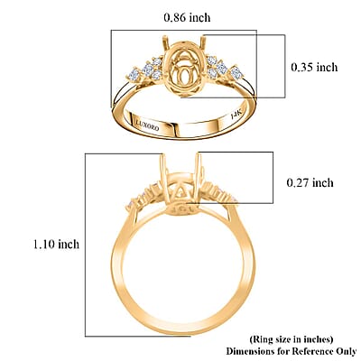 Luxoro 14K Yellow Gold Diamond Mounting Ring (Size 7.0) (Oval 8x6mm) 0.17 ctw