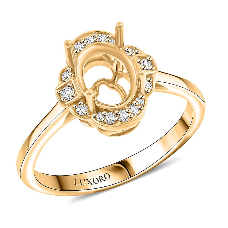 Luxoro 14K Yellow Gold Diamond Mounting Ring (Size 10.0) (Oval 8x6mm) 0.12 ctw