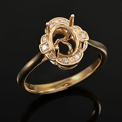 Luxoro 14K Yellow Gold Diamond Mounting Ring (Size 10.0) (Oval 8x6mm) 0.12 ctw