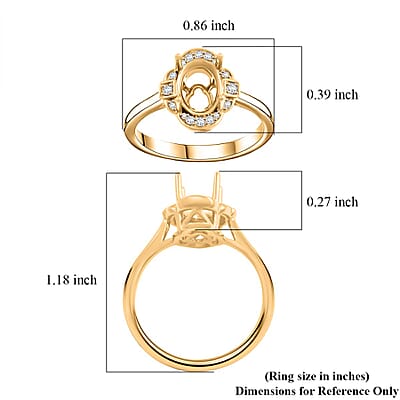 Luxoro 14K Yellow Gold Diamond Mounting Ring (Size 10.0) (Oval 8x6mm) 0.12 ctw