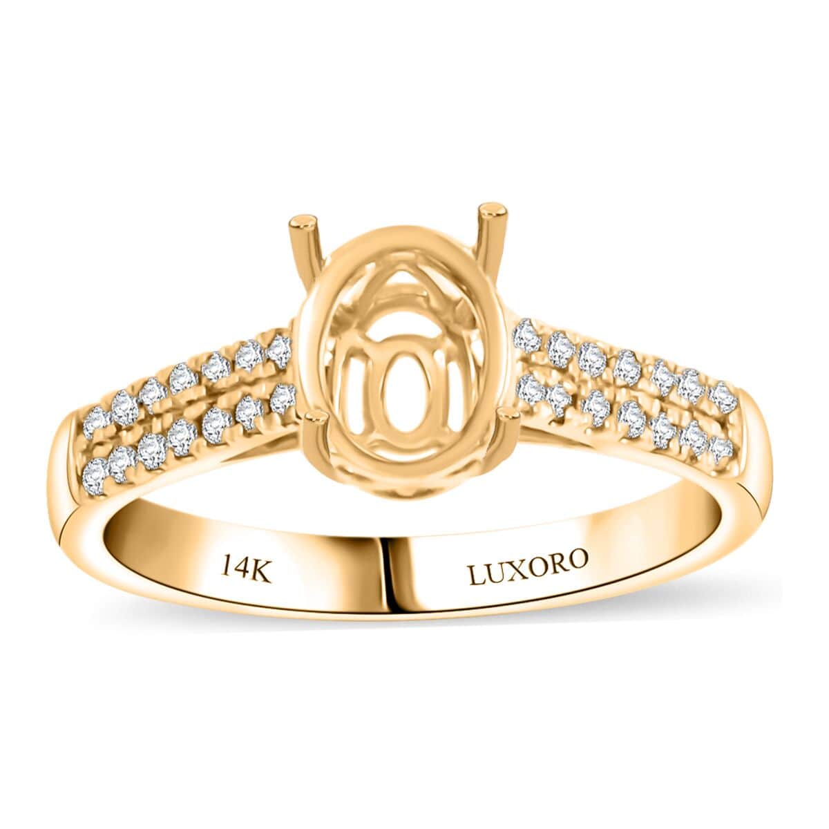 Luxoro 14K Yellow Gold Diamond Mounting Ring (Size 10.0) (Oval 8x6mm) 0.22 ctw image number 0