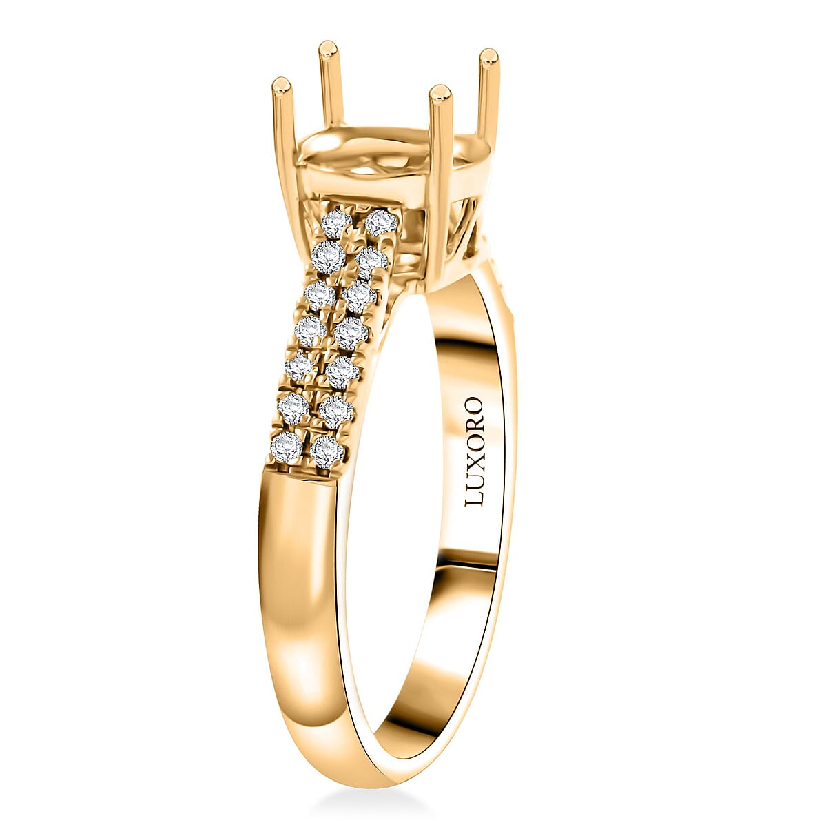 Luxoro 14K Yellow Gold Diamond Mounting Ring (Size 7.0) (Oval 8x6mm) 0.22 ctw image number 2