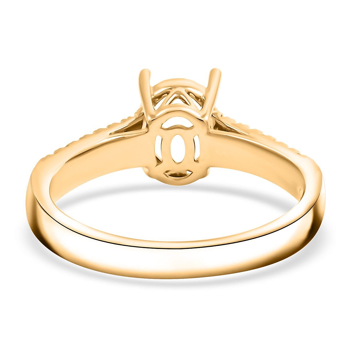 Luxoro 14K Yellow Gold Diamond Mounting Ring (Size 7.0) (Oval 8x6mm) 0.22 ctw image number 3