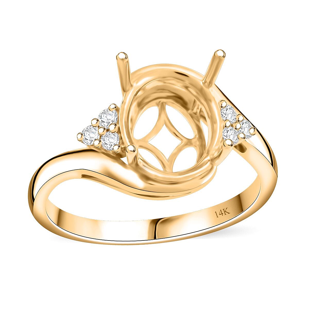 Luxoro 14K Yellow Gold Diamond Mounting Ring (Size 10.0) (Oval 10x8mm) 0.11 ctw