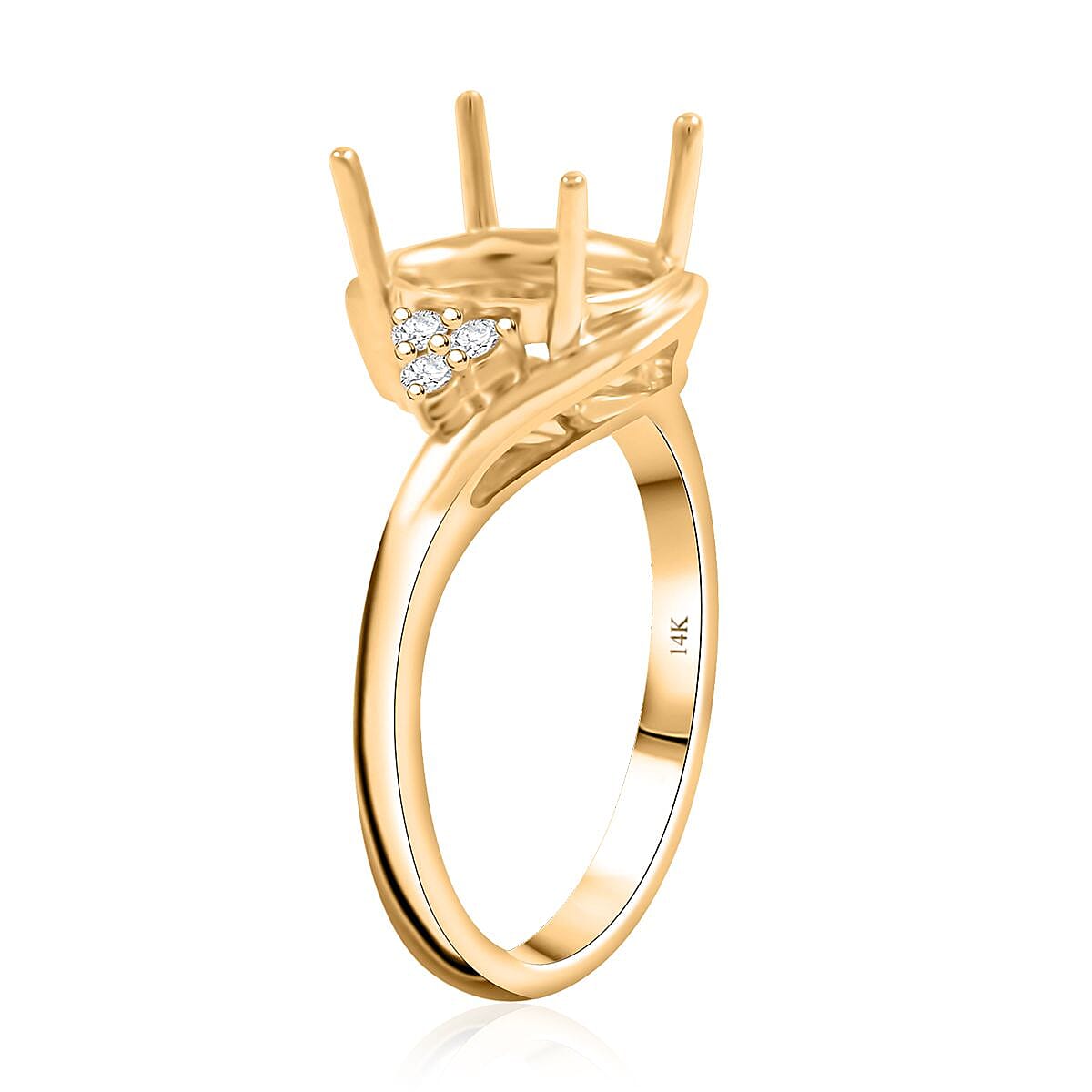 Luxoro 14K Yellow Gold Diamond Mounting Ring (Size 8.0) (Oval 10x8mm) 0.11 ctw image number 2