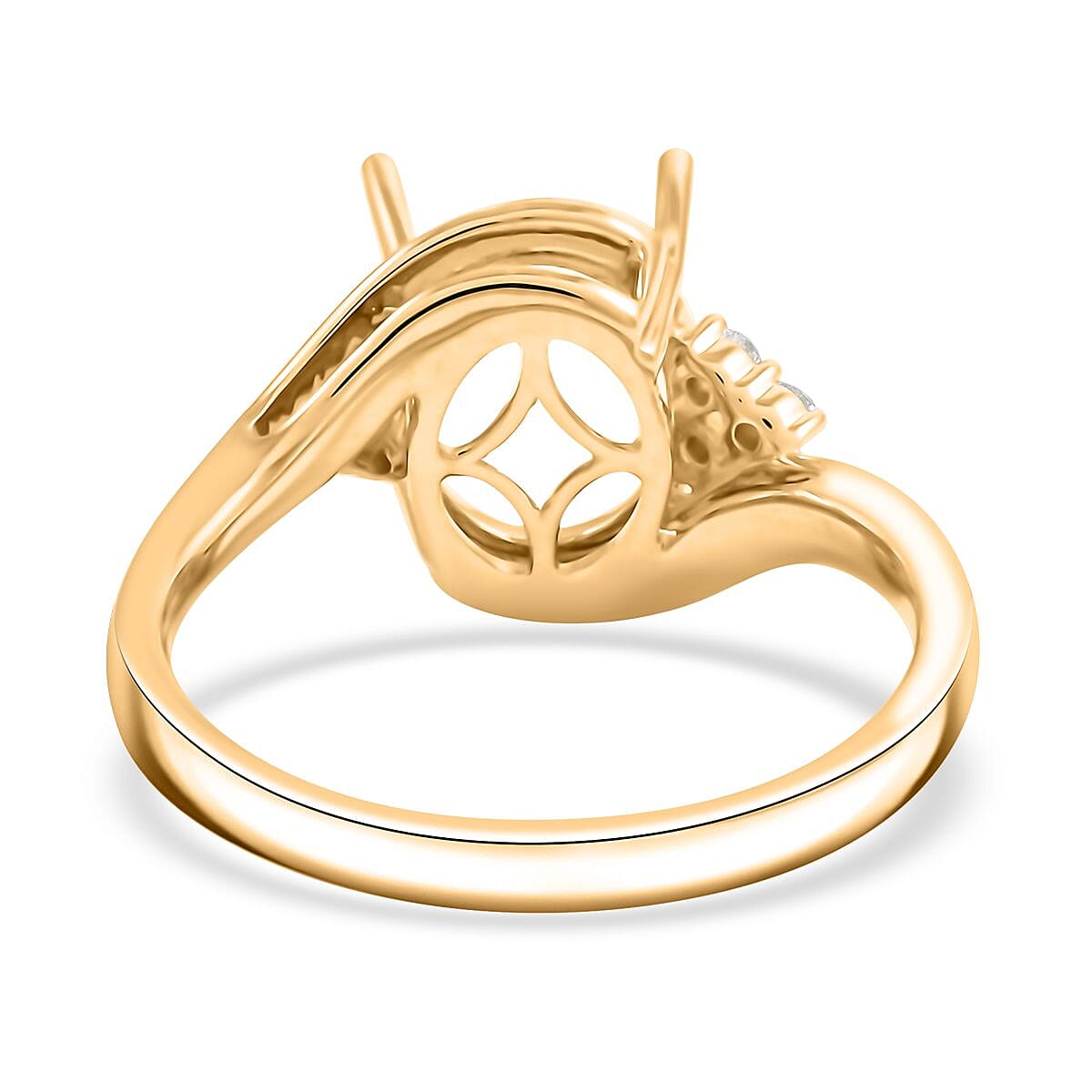 Luxoro 14K Yellow Gold Diamond Mounting Ring (Size 8.0) (Oval 10x8mm) 0.11 ctw image number 3