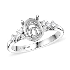 Luxoro 14K White Gold Diamond Mounting Ring (Size 10.0) (Oval 8x6mm) 0.17 ctw