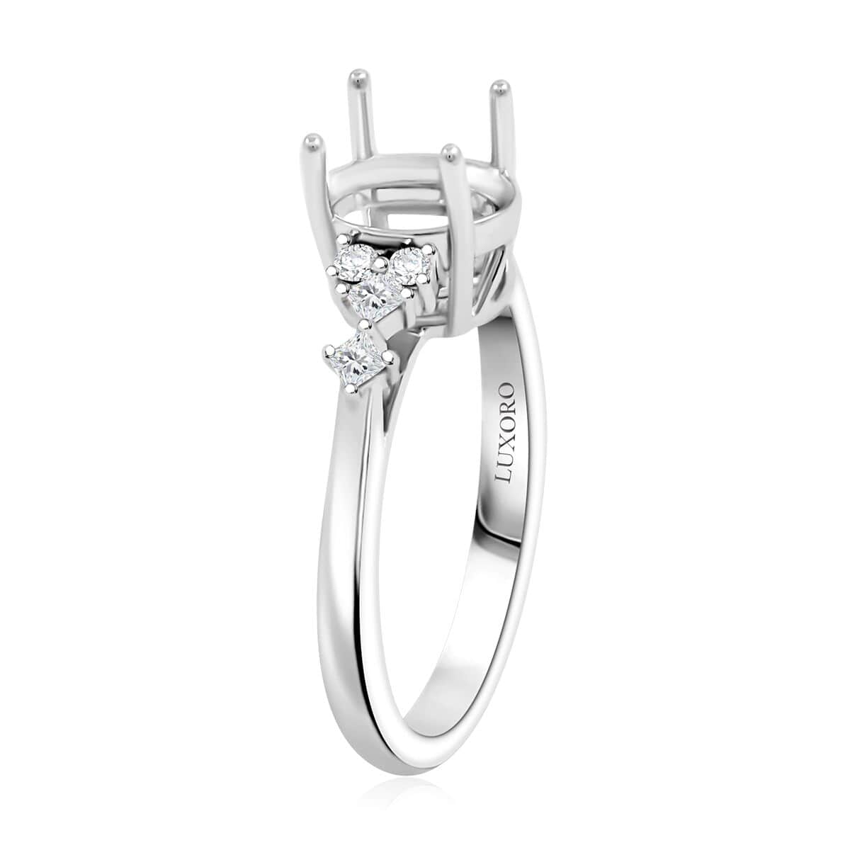 Luxoro 14K White Gold Diamond Mounting Ring (Size 10.0) (Oval 8x6mm) 0.17 ctw image number 2