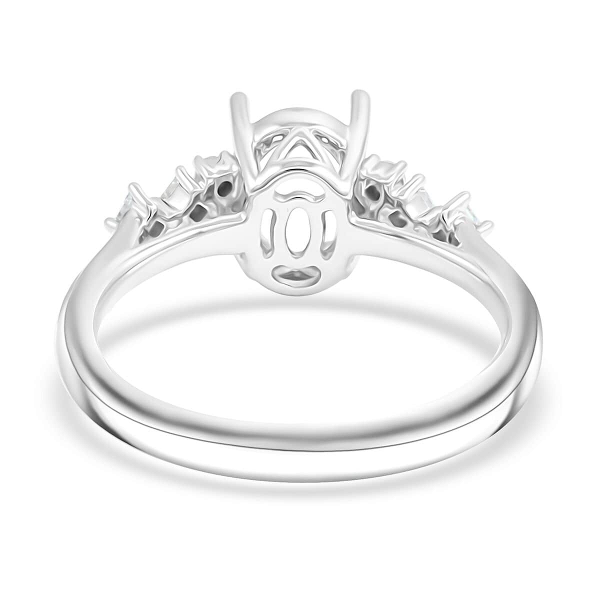 Luxoro 14K White Gold Diamond Mounting Ring (Size 10.0) (Oval 8x6mm) 0.17 ctw image number 3