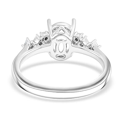 Luxoro 14K White Gold Diamond Mounting Ring (Size 10.0) (Oval 8x6mm) 0.17 ctw