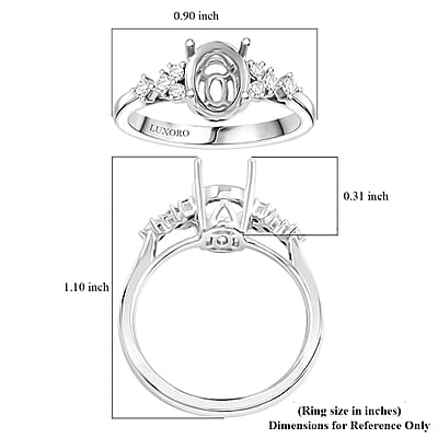 Luxoro 14K White Gold Diamond Mounting Ring (Size 10.0) (Oval 8x6mm) 0.17 ctw