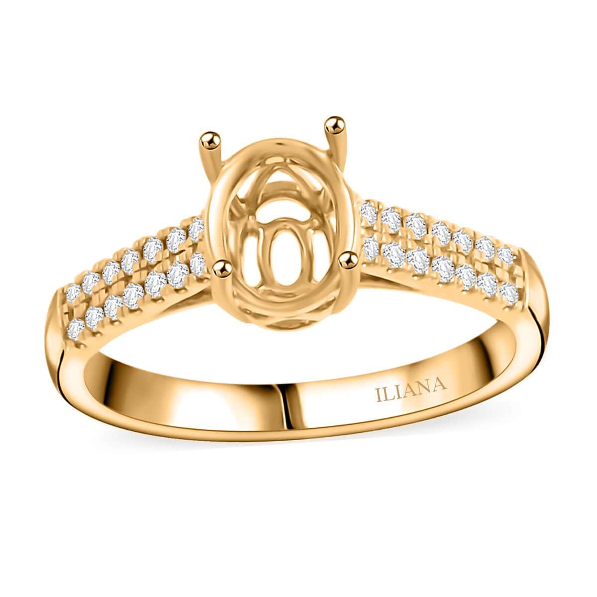 Iliana 18K Yellow Gold Diamond G-H, SI Mounting Ring (Size 10.0) 4.21 Grams (Oval 8x6mm) 0.22 ctw image number 0