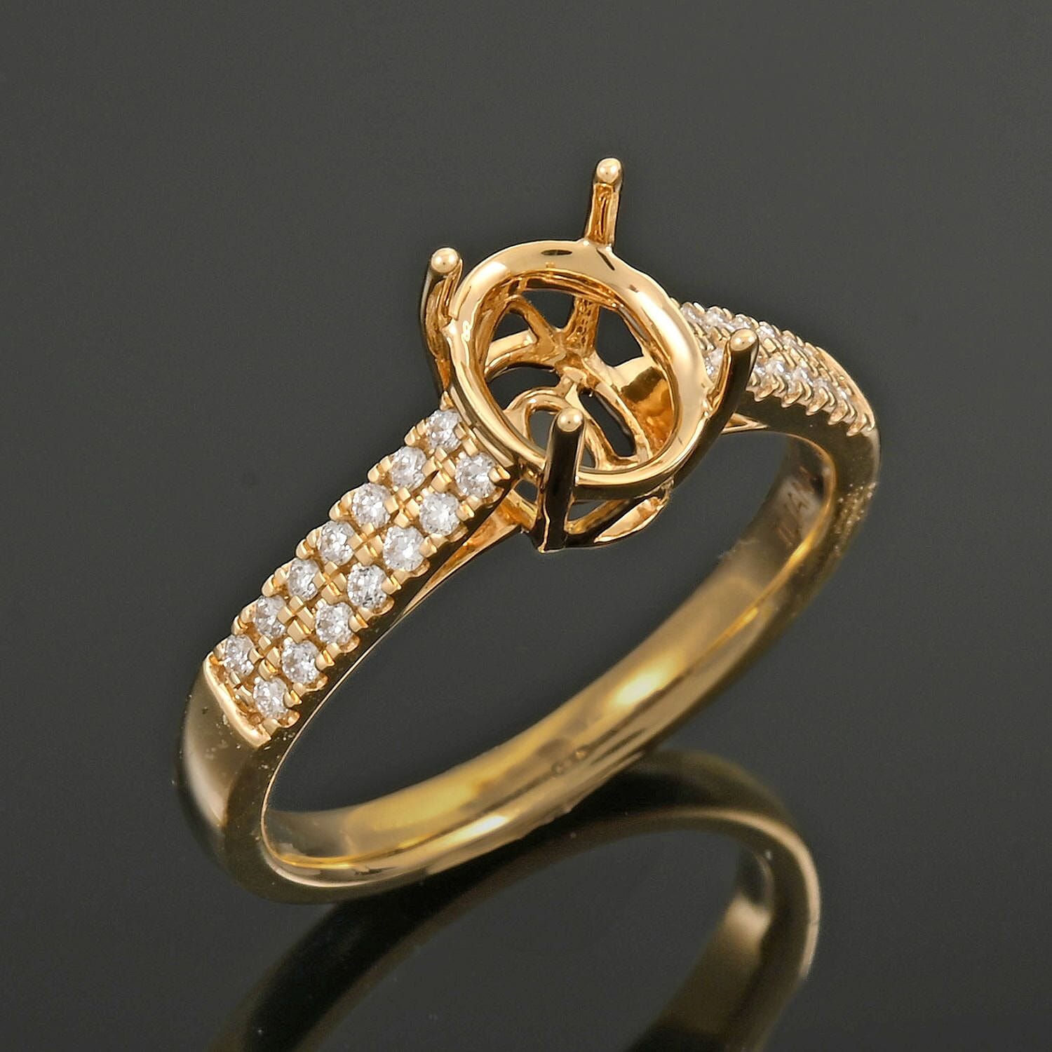 Iliana 18K Yellow Gold Diamond G-H, SI Mounting Ring (Size 10.0) 4.21 Grams (Oval 8x6mm) 0.22 ctw