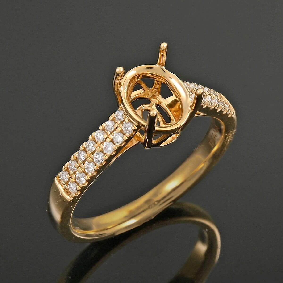 Iliana 18K Yellow Gold Diamond G-H, SI Mounting Ring (Size 6.0) 4.21 Grams (Oval 8x6mm) 0.22 ctw image number 1