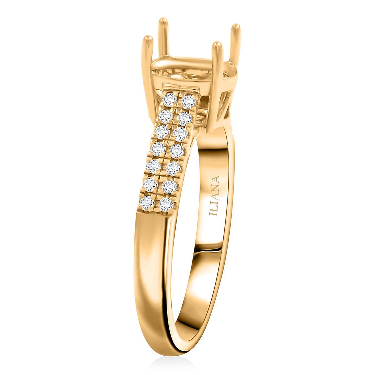 Iliana 18K Yellow Gold Diamond G-H, SI Mounting Ring (Size 6.0) 4.21 Grams (Oval 8x6mm) 0.22 ctw image number 2