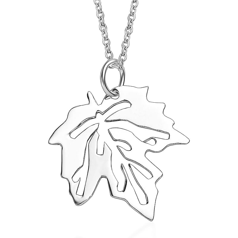 Leaf Pendant Necklace in Sterling Silver 2.50 Grams 20 Inches