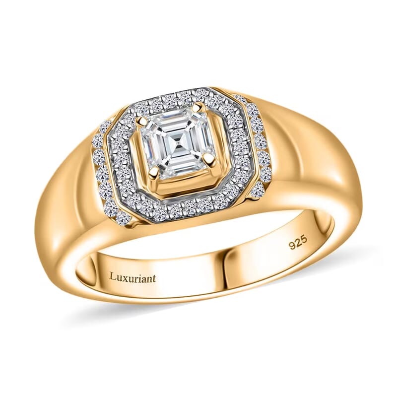 Luxuriant Lab Grown Diamond VS 1.00 ctw Men's Ring in 18K Vermeil Yellow Gold Over Sterling Silver (Size 11.0)