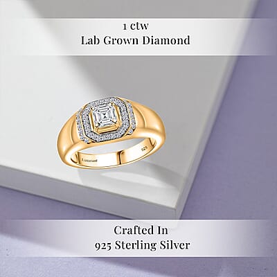 Luxuriant Lab Grown Diamond VS 1.00 ctw Men's Ring in 18K Vermeil Yellow Gold Over Sterling Silver (Size 11.0)
