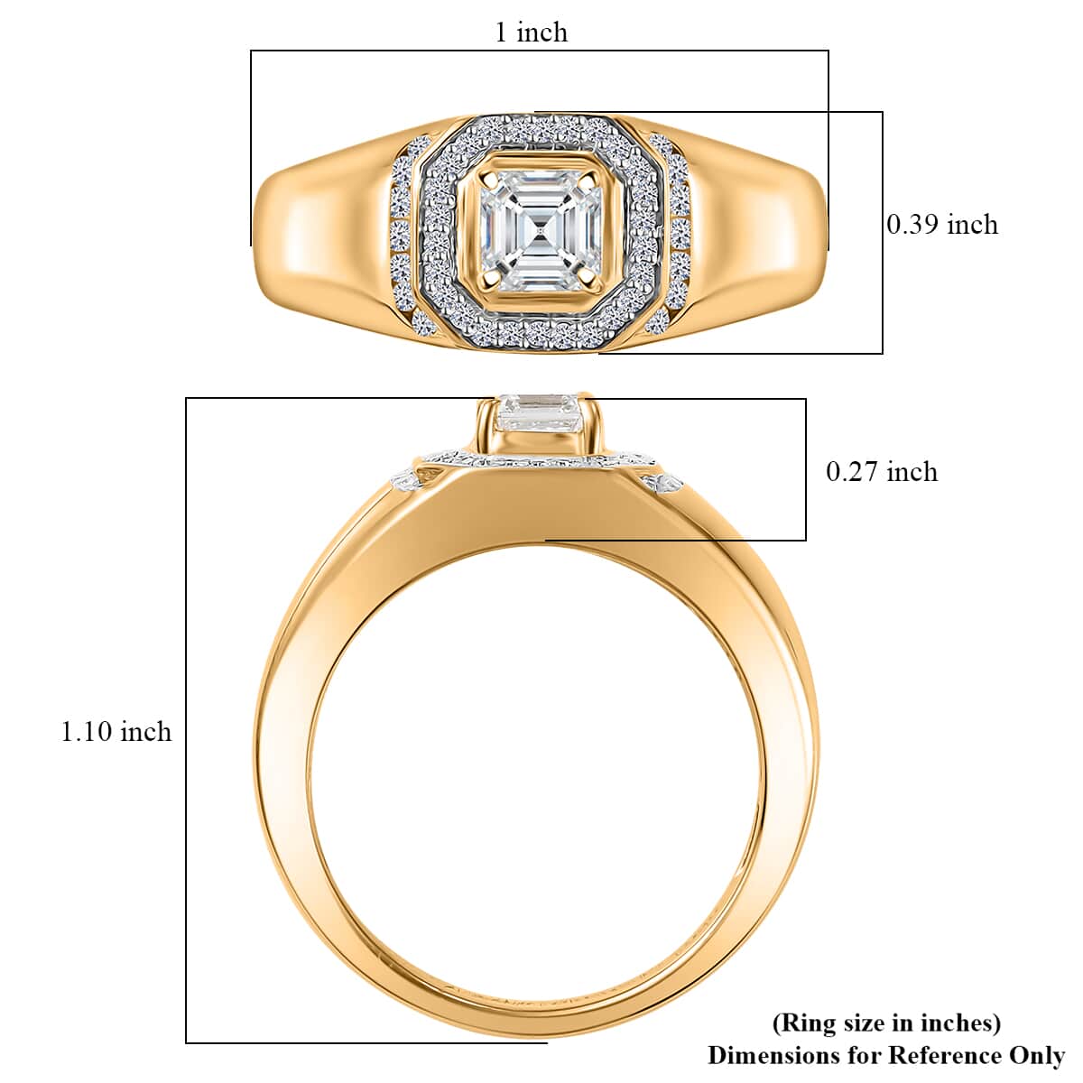 Luxuriant Lab Grown Diamond Men's Ring in 18K Vermeil YG Over Sterling Silver (Size 11.0) 1.00 ctw image number 5